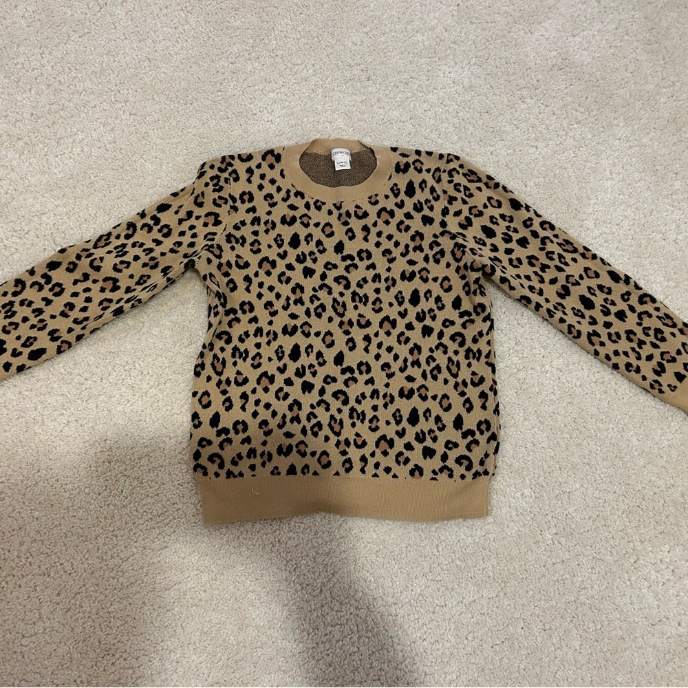 Crewcuts Girl’s Leopard Print Sweater - Brown and Black - Size L (10-11)
